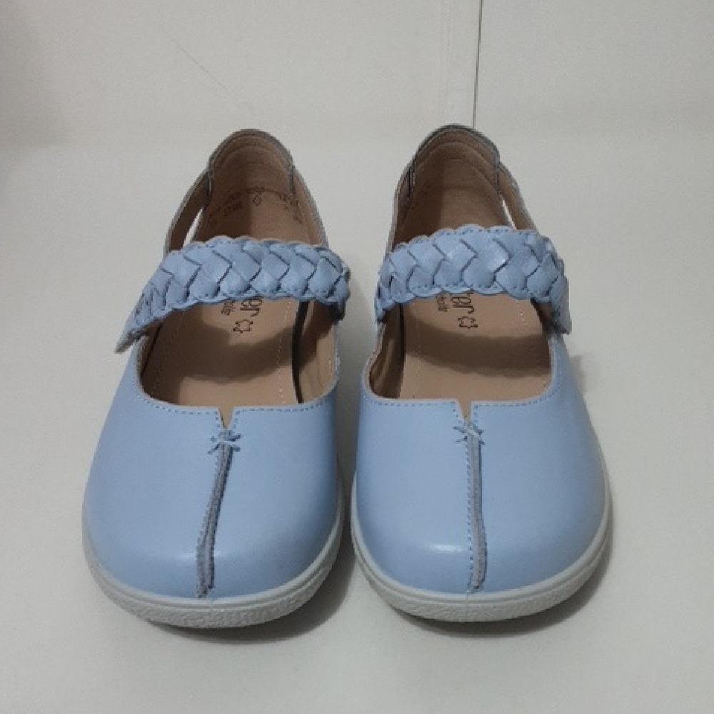 HOTTER SHAKE Women's Touch Close Mary Jane‎ Pale Blue Braided Strap Shoes